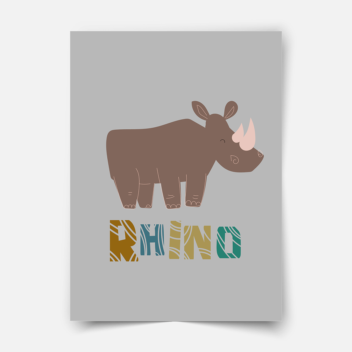 Safari animals - Rhino Fine Art Print