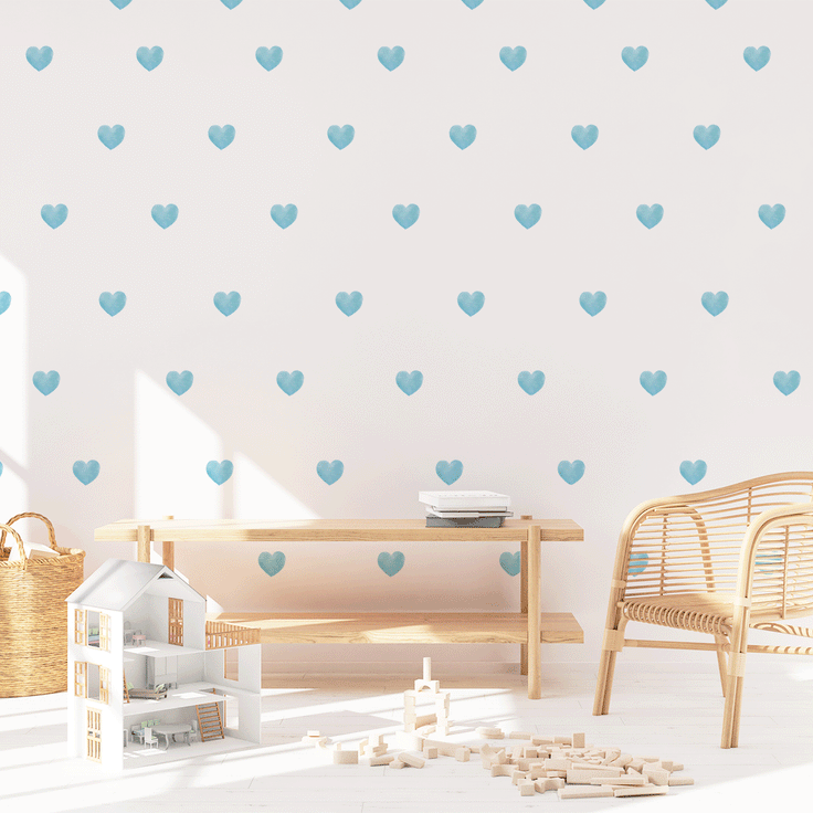 Wall stickers - Blue watercolour hearts