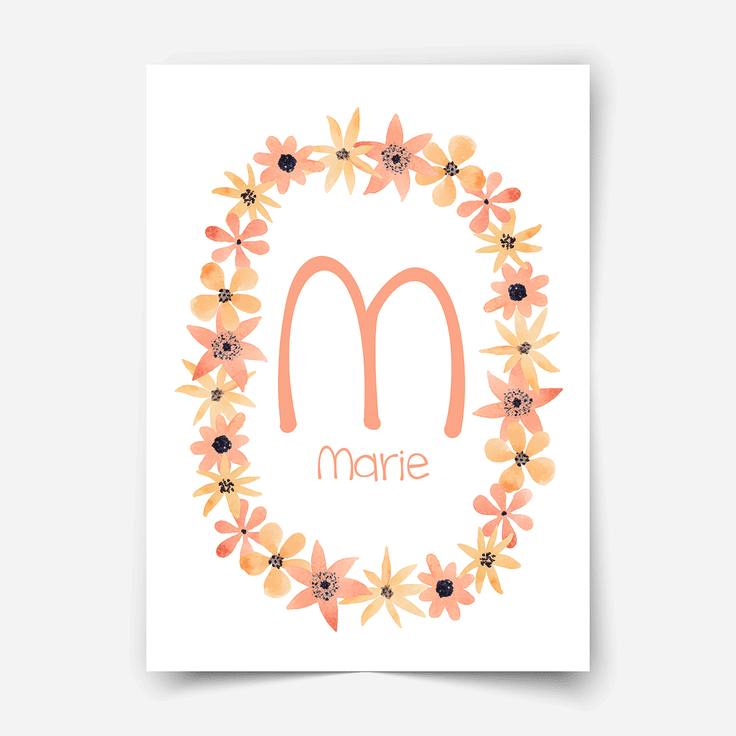 Pastel flowers (peach coral) - personalised Fine Art Print