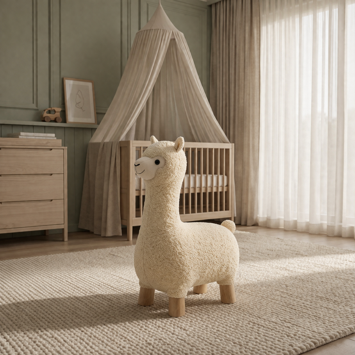 Alpaca Pouf in Lamb Wool
