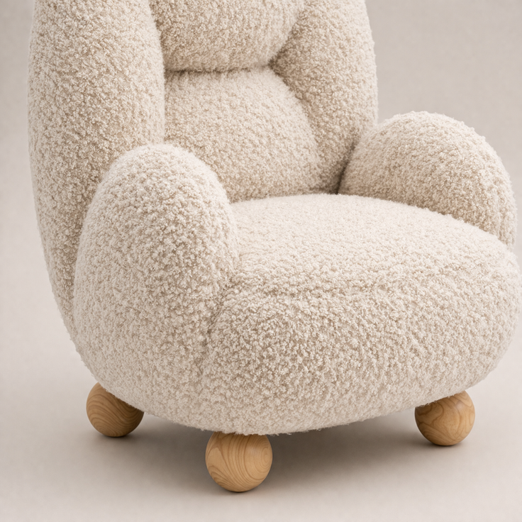 Children's Armchair in Soft Lamb Wool — Bear Design