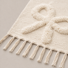 Kids Cotton Rug with Bow Pattern — Beige Fringe Carpet