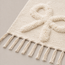 Kids Cotton Rug with Bow Pattern — Beige Fringe Carpet