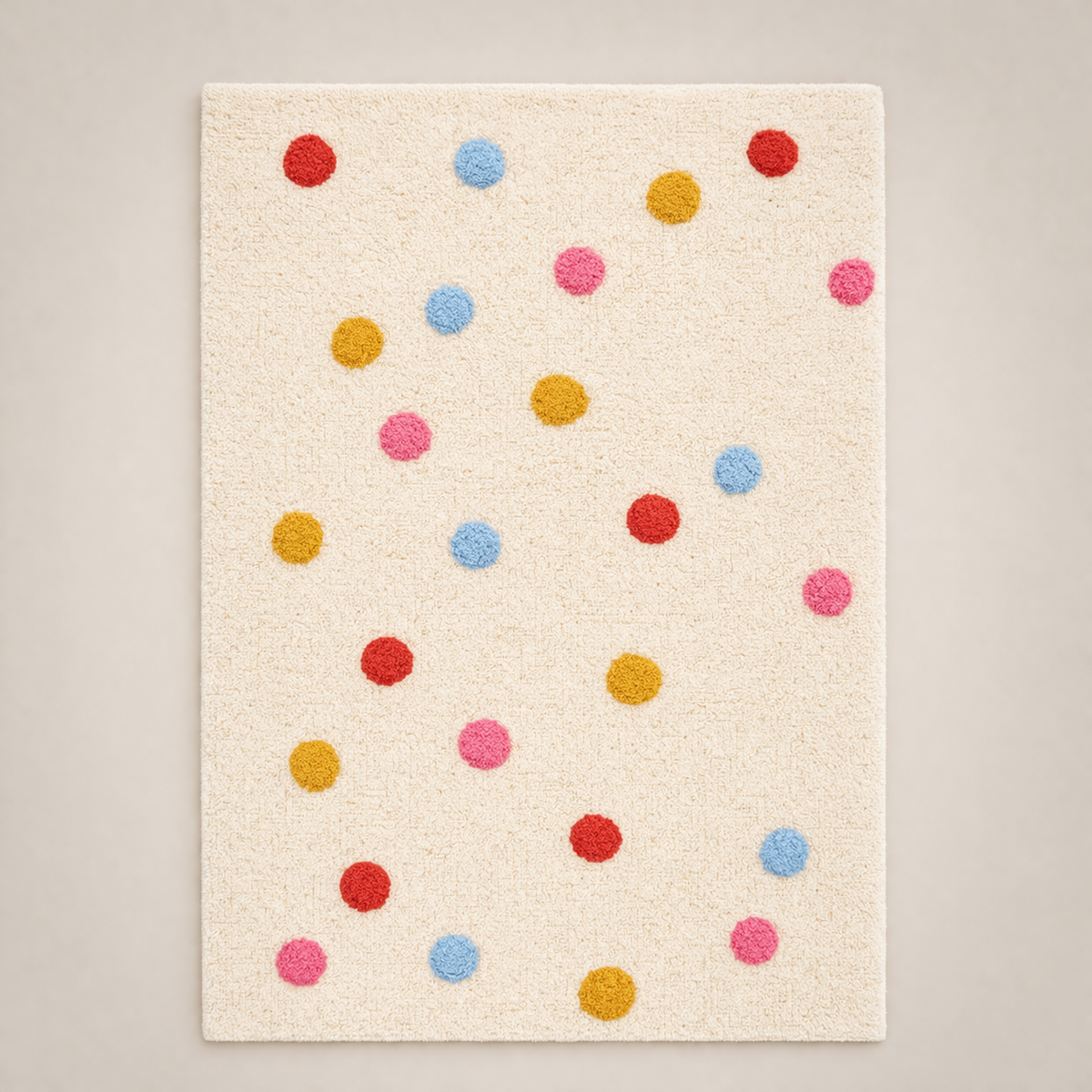 Kids Cotton Rug — Cream Polka Dot
