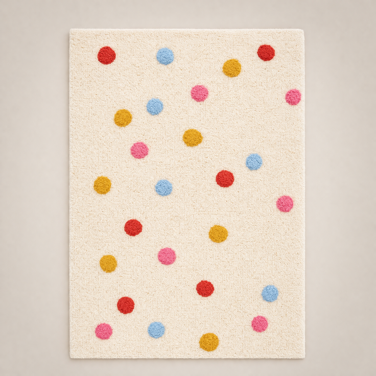 Kids Cotton Rug — Cream Polka Dot