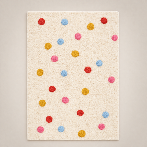 Kids Cotton Rug — Cream Polka Dot