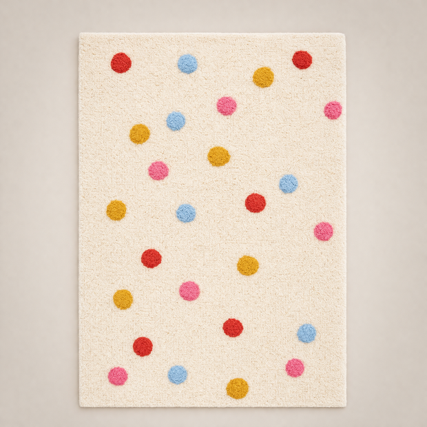 Kids Cotton Rug — Cream Polka Dot