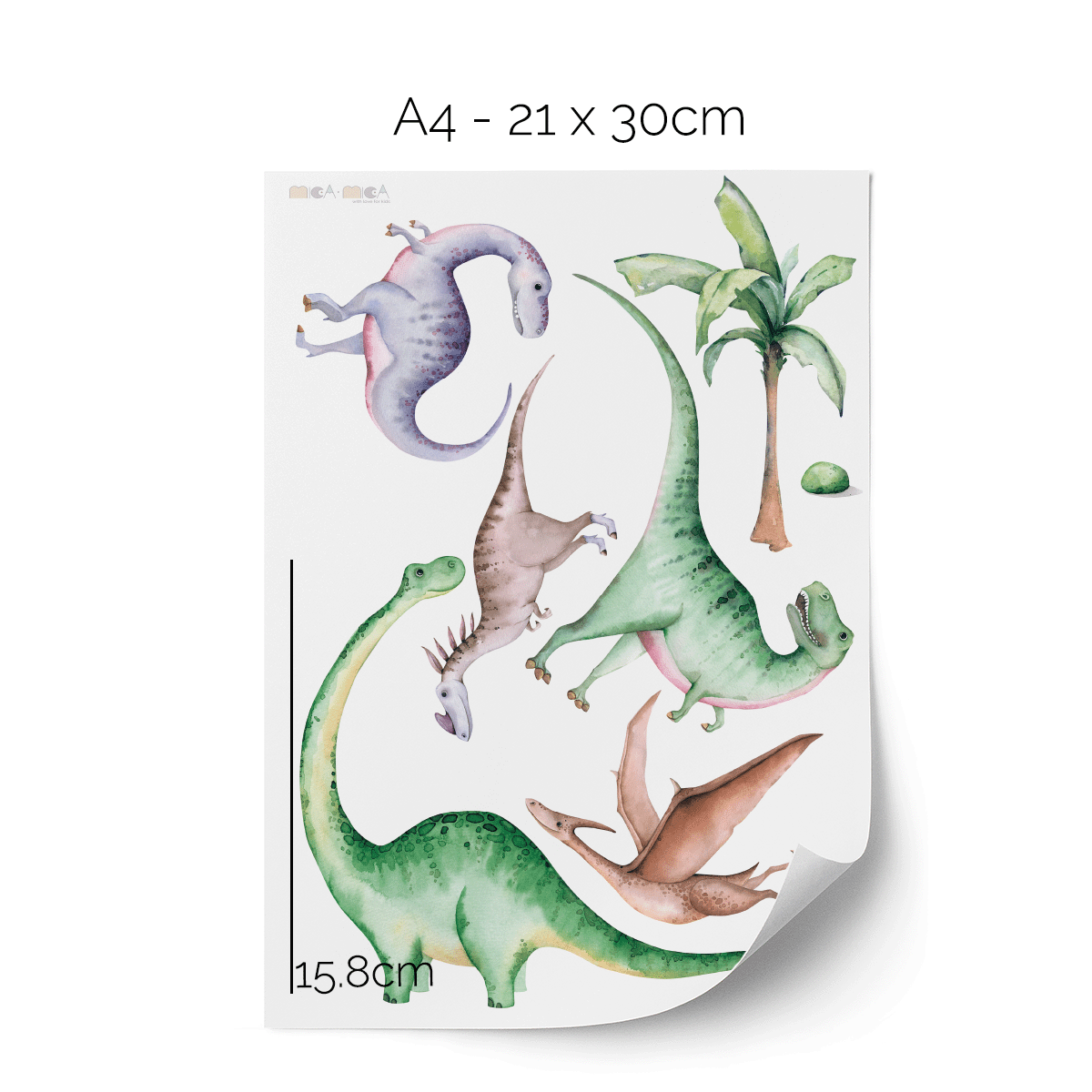 Watercolour Dinosaur stickers