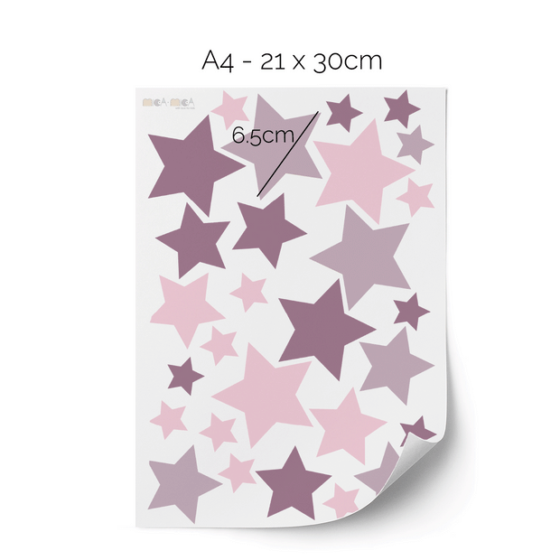 Stars wall stickers - Purple/lavender/rose