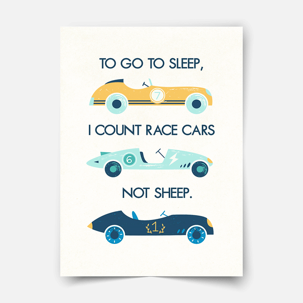 To go to sleep I count race cars - Fine Art Print