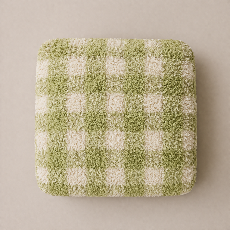 Checkered Plush Pouf