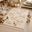 Kids Cotton Rug with Bow Pattern — Beige Fringe Carpet