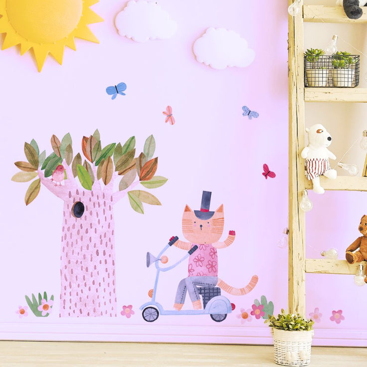 Wall stickers - Cat on scooter