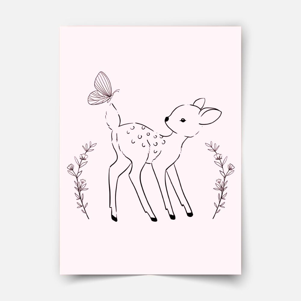 Deer With Butterfly Print