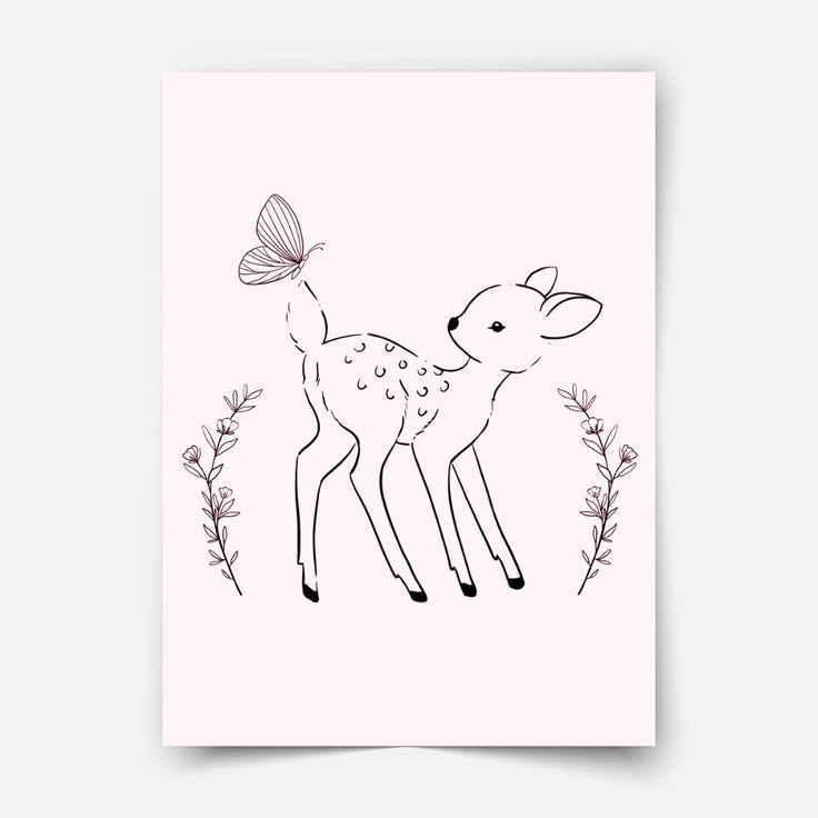 Deer With Butterfly Print