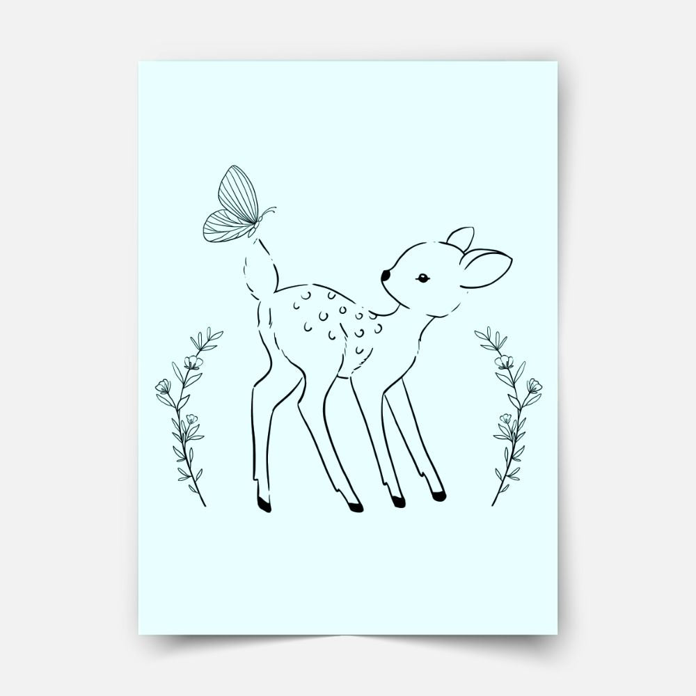 Deer With Butterfly Print