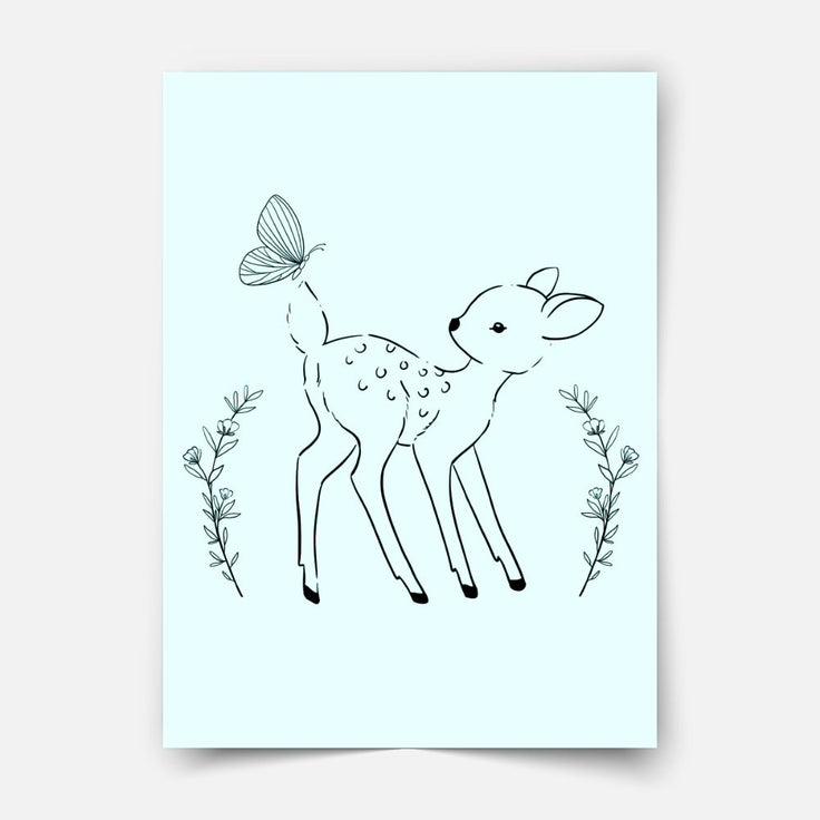 Deer With Butterfly Print