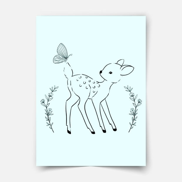 Deer With Butterfly Print
