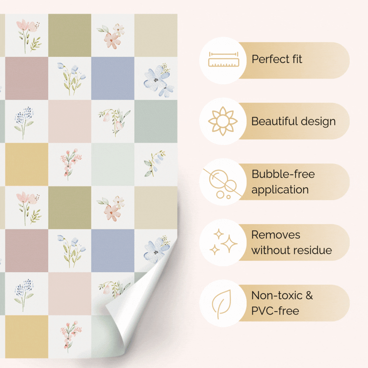Sticker set - Checkered & floral tiles