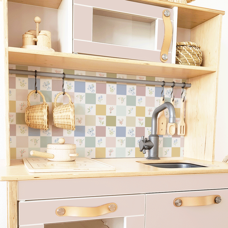 Sticker set - Checkered & floral tiles