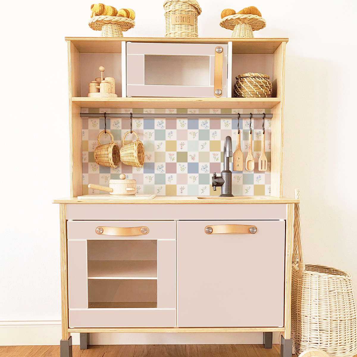 Sticker set - Checkered & floral tiles