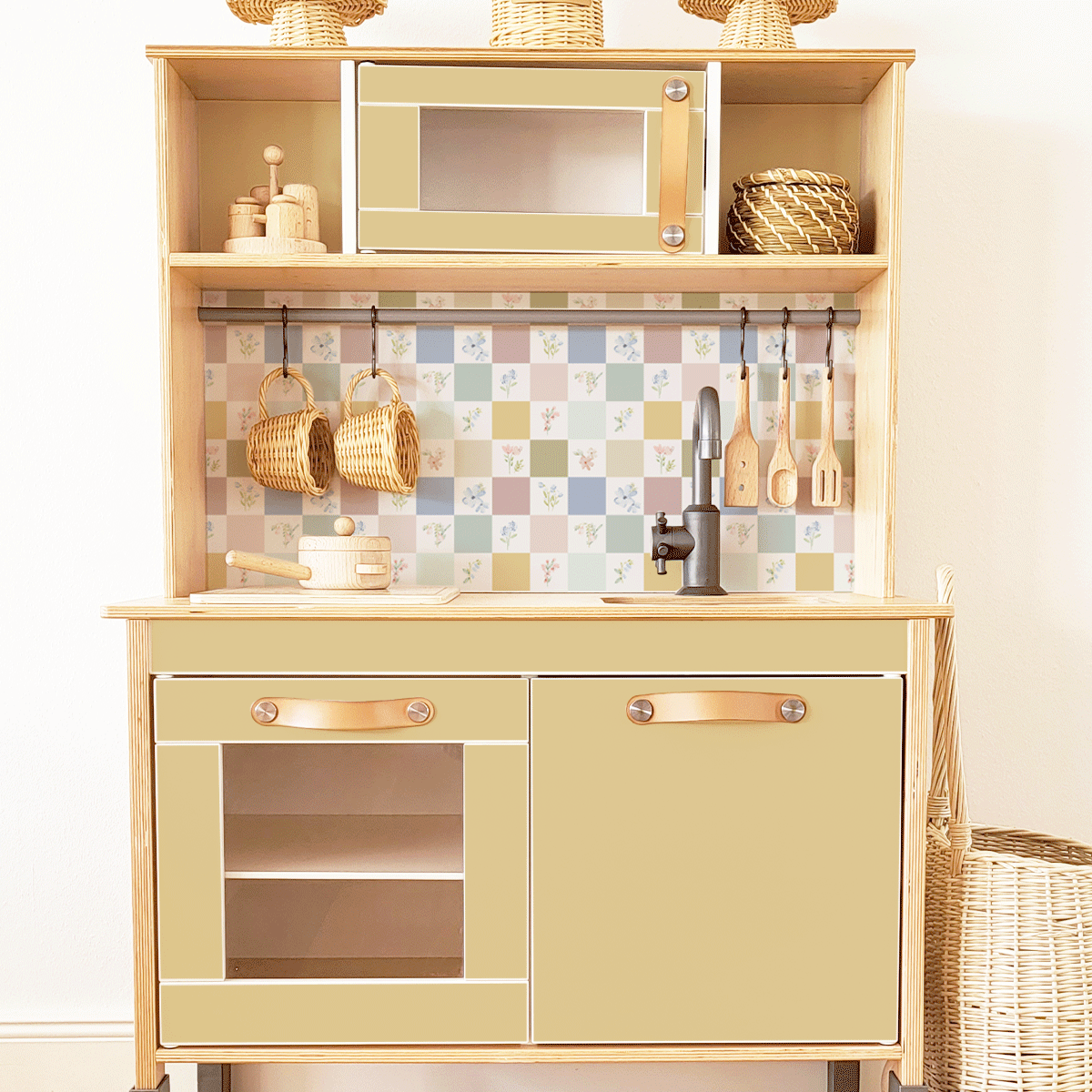 Sticker set - Checkered & floral tiles