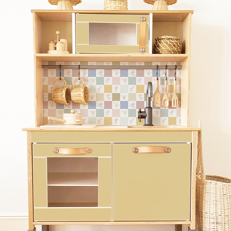 Sticker set - Checkered & floral tiles