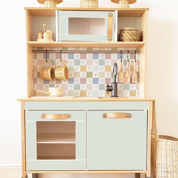 Sticker set - Checkered & floral tiles