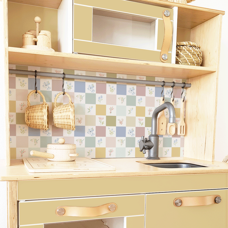 Sticker set - Checkered & floral tiles