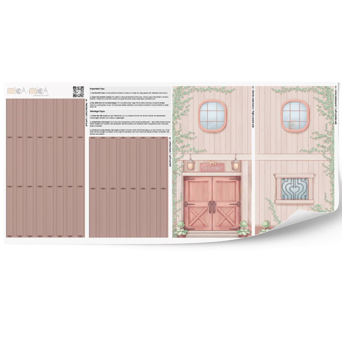 Sticker set for IKEA FLISAT dollhouse - Horse stable