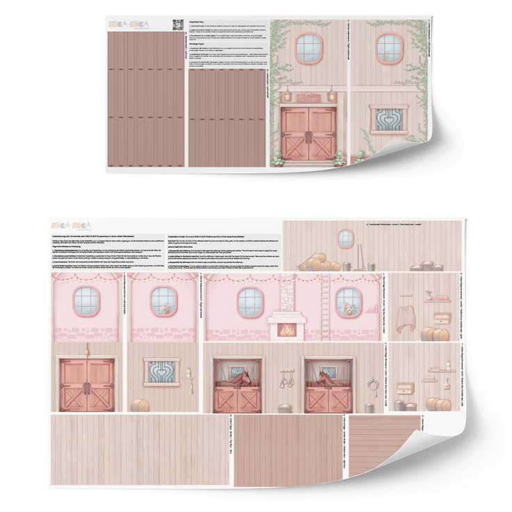 Sticker set for IKEA FLISAT dollhouse - Horse stable