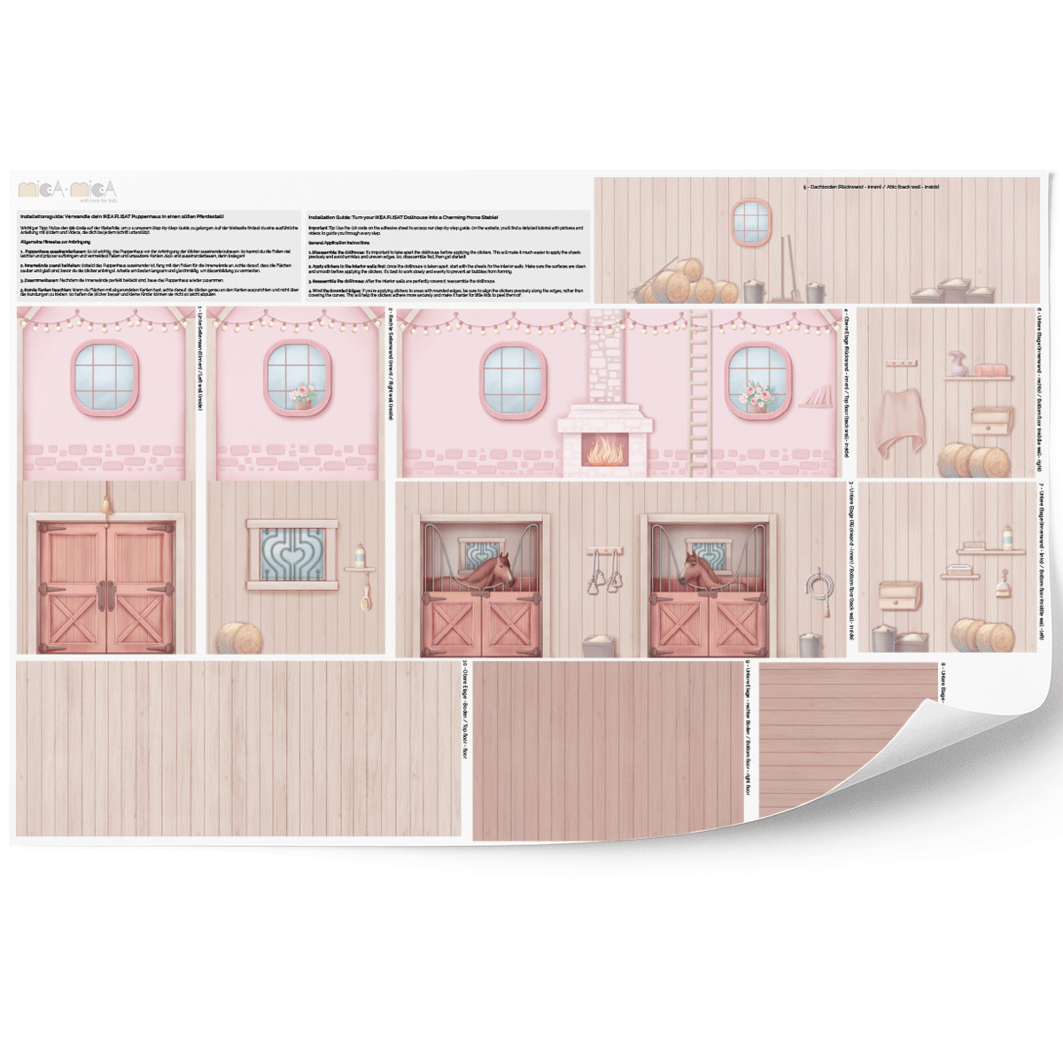 Sticker set for IKEA FLISAT dollhouse - Horse stable