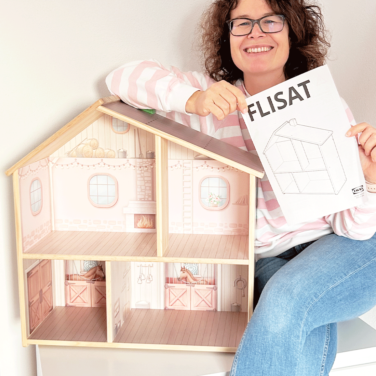 Sticker set for IKEA FLISAT dollhouse - Horse stable