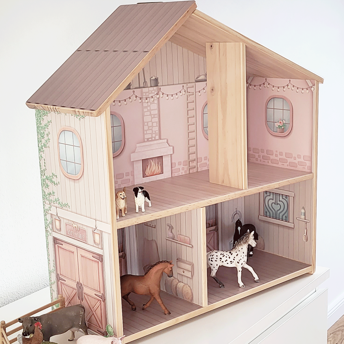 Sticker set for IKEA FLISAT dollhouse - Horse stable