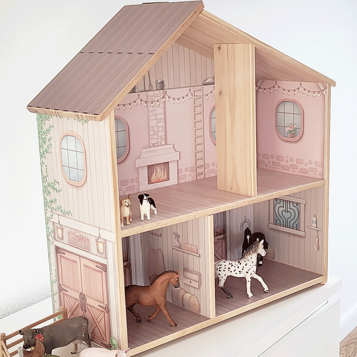Sticker set for IKEA FLISAT dollhouse - Horse stable