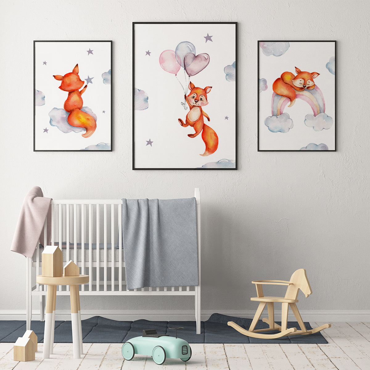 Little fox with balloon Fine Art Print