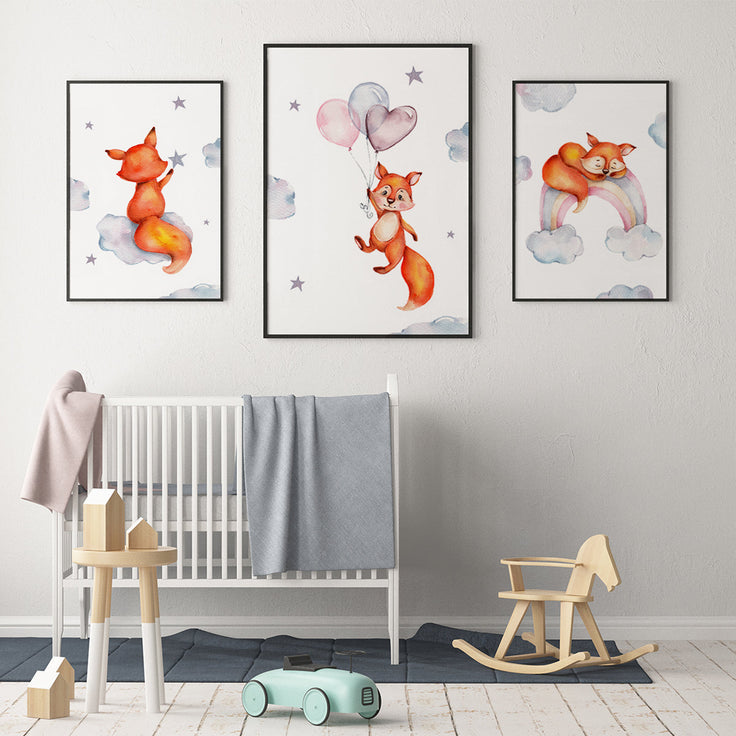 Little fox with balloon Fine Art Print