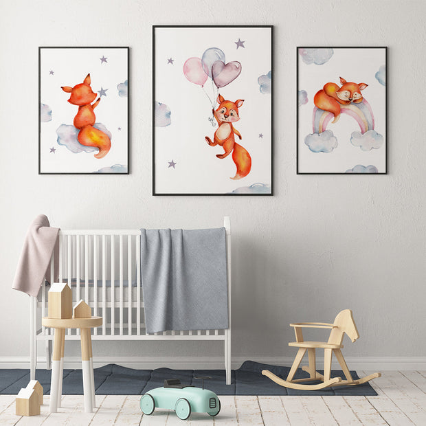 Little fox on cloud Fine Art Print