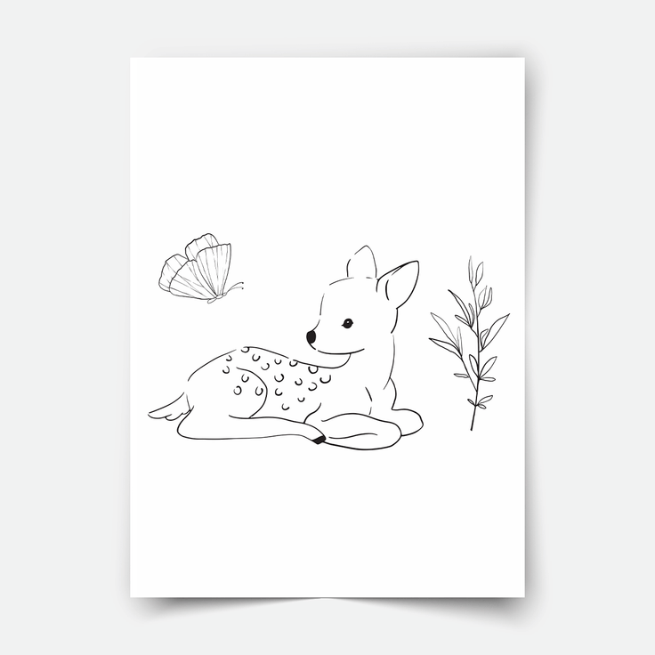 Sitting Deer forest friends