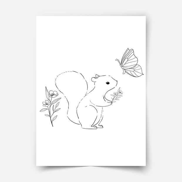 Hand-drawn Squirrel friends