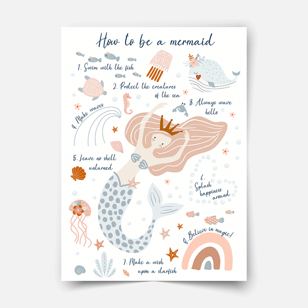 How to be a mermaid - Fine Art Print