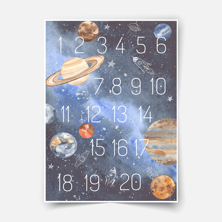 Space adventure - Planets with numbers - Fine Art Print