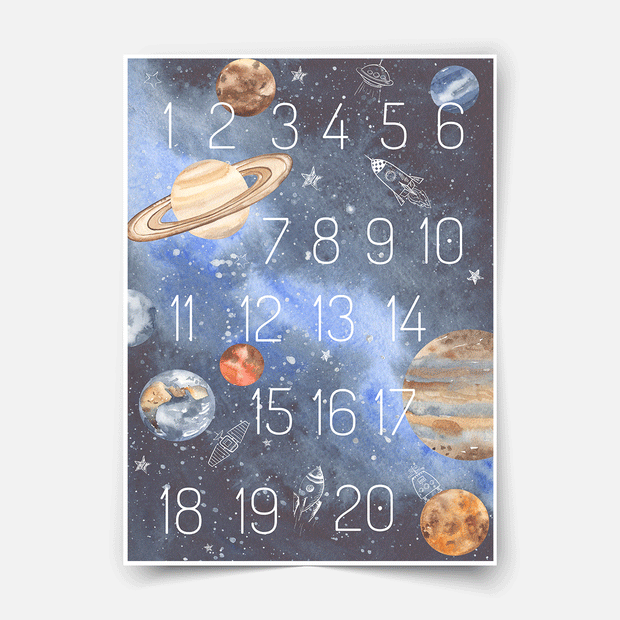 Space adventure - Planets with numbers - Fine Art Print