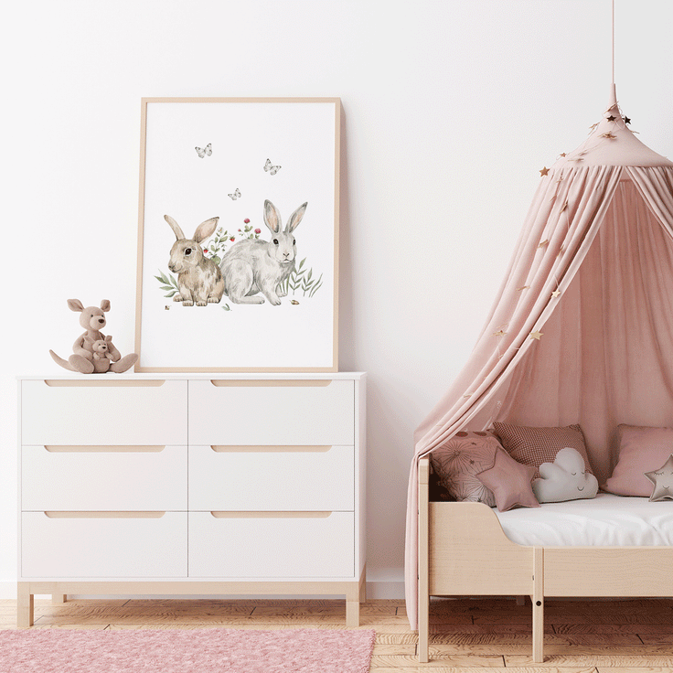 Woodland print - Magical forest - Rabbits