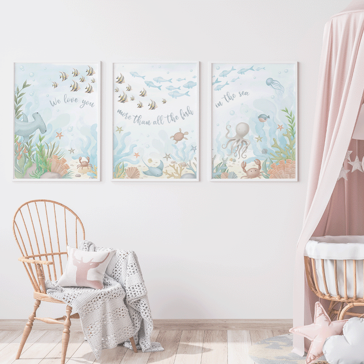 Under the sea triptych print - Magical ocean