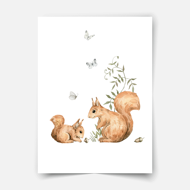 Magical forest print - Squirrels