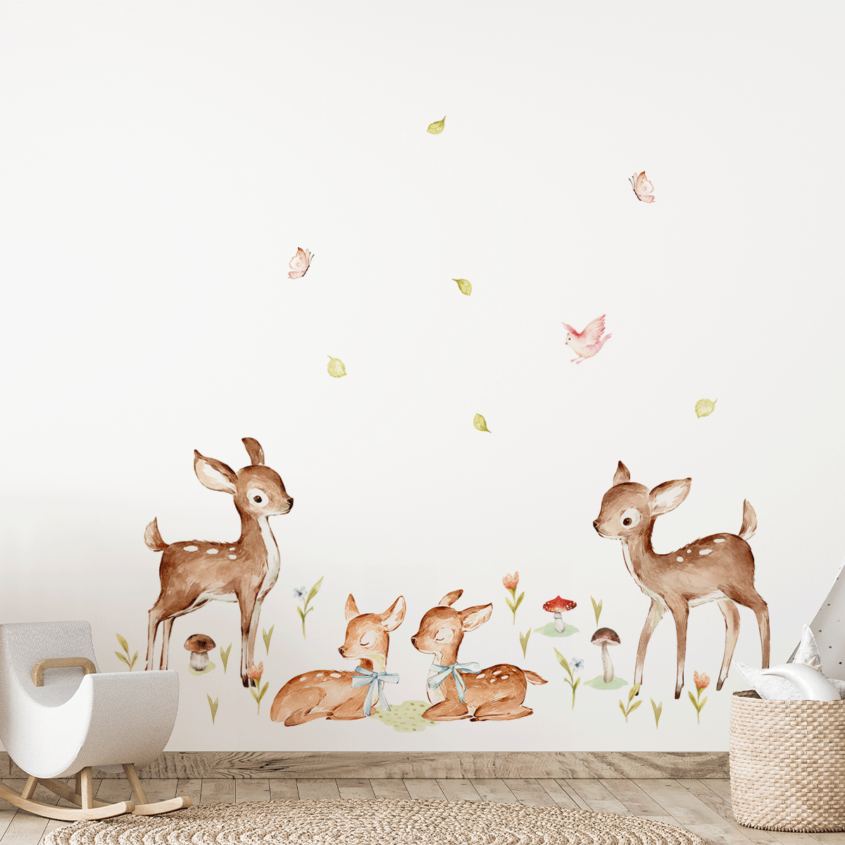 kids bedroom wall sticker, nursery wall sticker, wall sticker, deer wall decal , watercolour deer wall sticker, girls wall stickers, forest animals wall sticker, wall stickers with deer, scandinavian wall sticker, nordic wall stickers, nordic wall decal, scandinavian wall decal, nursery room ideas, kids bedroom ideas