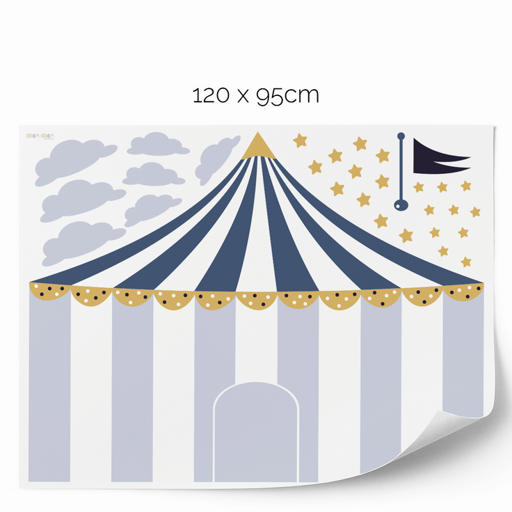 Circus wall stickers - Up, up and away (blue)