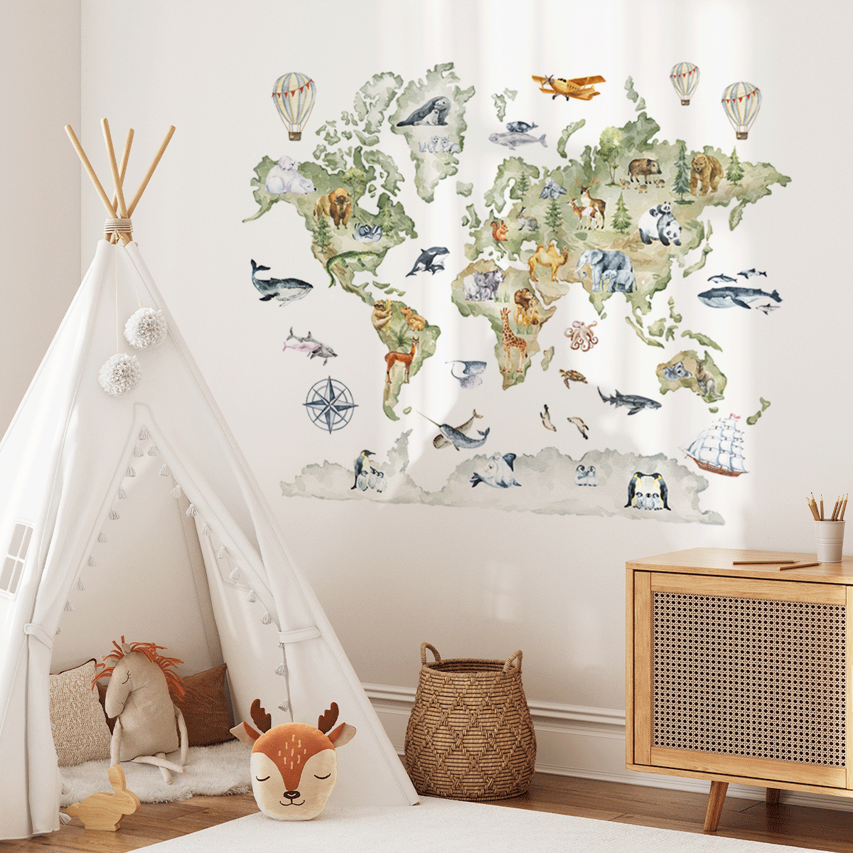 World map wall sticker - Watercolour world map