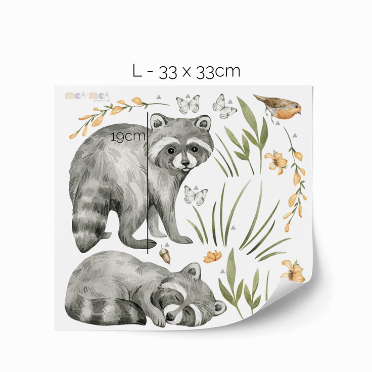 Woodland wall stickers - Magical forest - raccoons